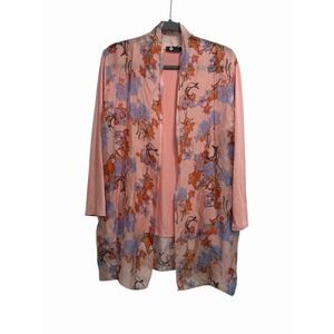 M Womens Open Front Cardigan Top Silk Blend Floral Fairy Italy Soft Sheer